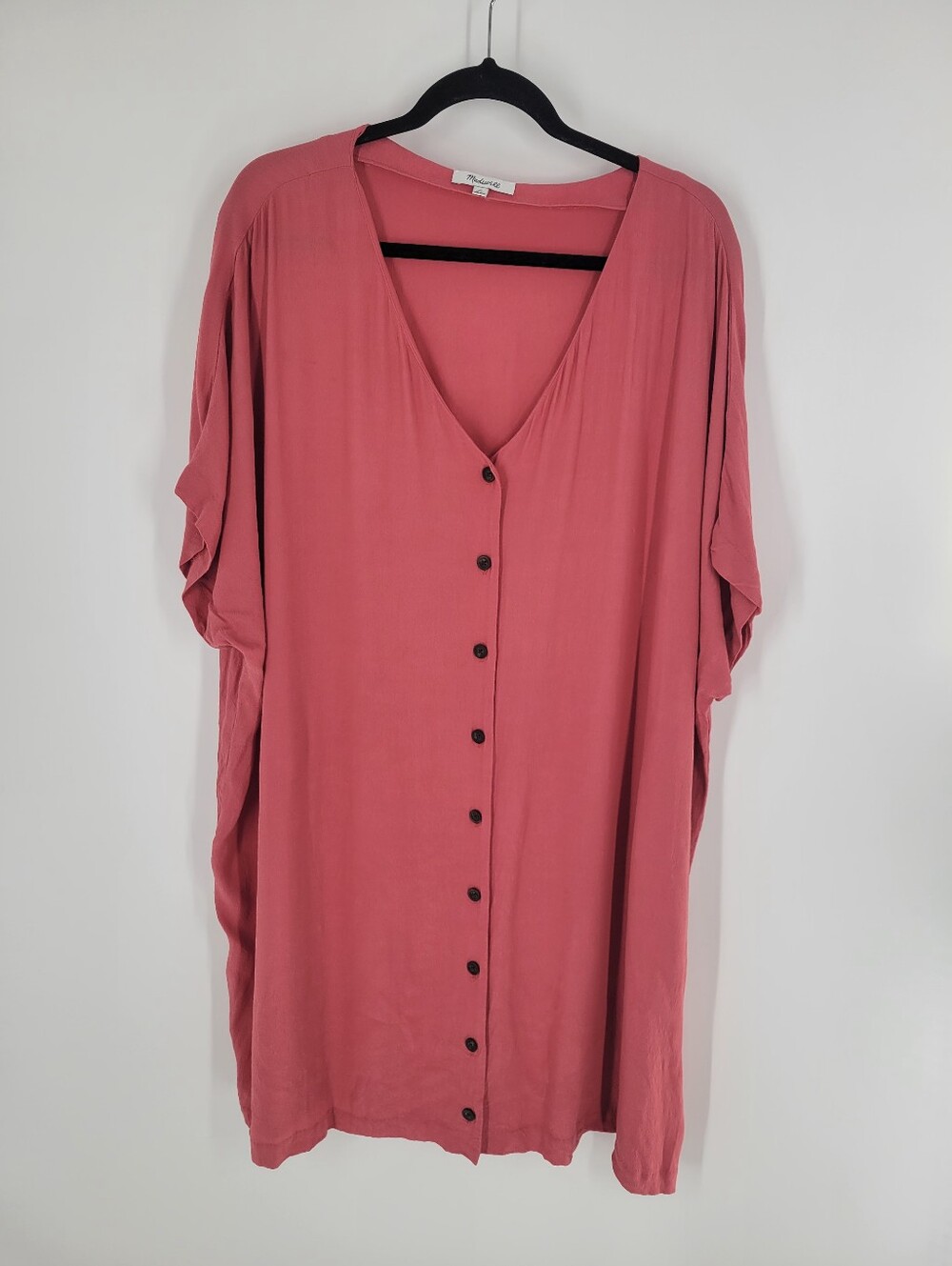 Madewell Dusty Rose Button-Front V-Neck Tunic Sie 3X - Picture 2 of 7